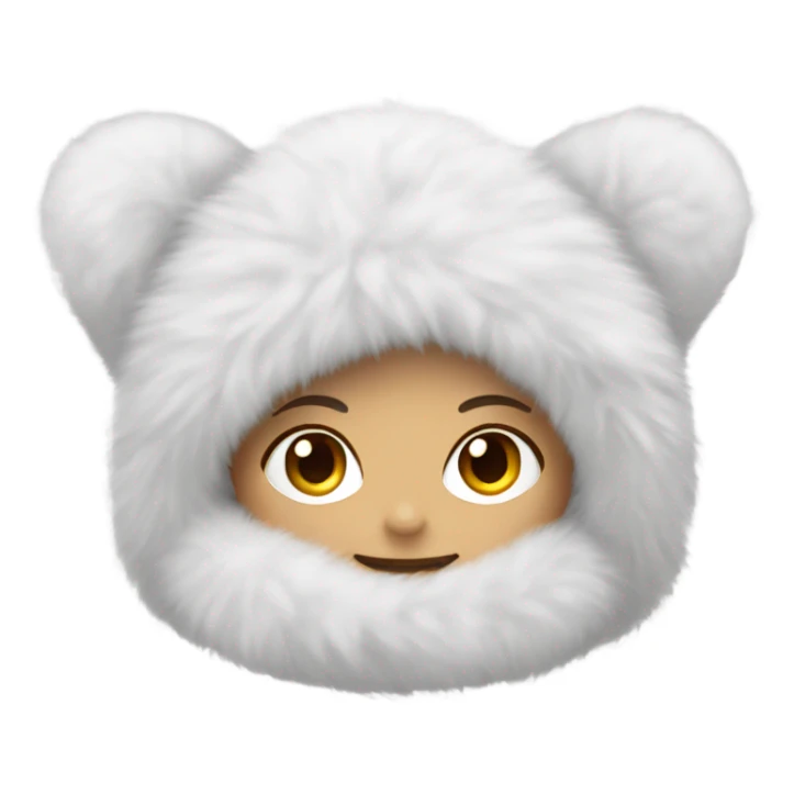 Girl in white big fluffy fur ear covers sticker