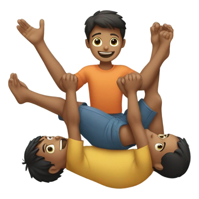 2 boys lifted a boy with their hands and legs sticker