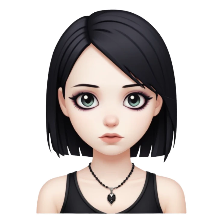 Cute goth/emo girl with low cut black top sticker