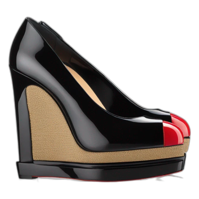 CHRISTIAN LOUBOUTIN UNE PLUME BLK PATENT WEDGE sticker