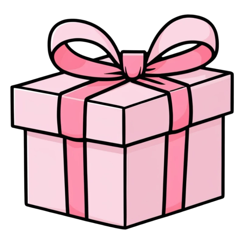 cute pink pastel gift box with ribbon, baby pink color sticker