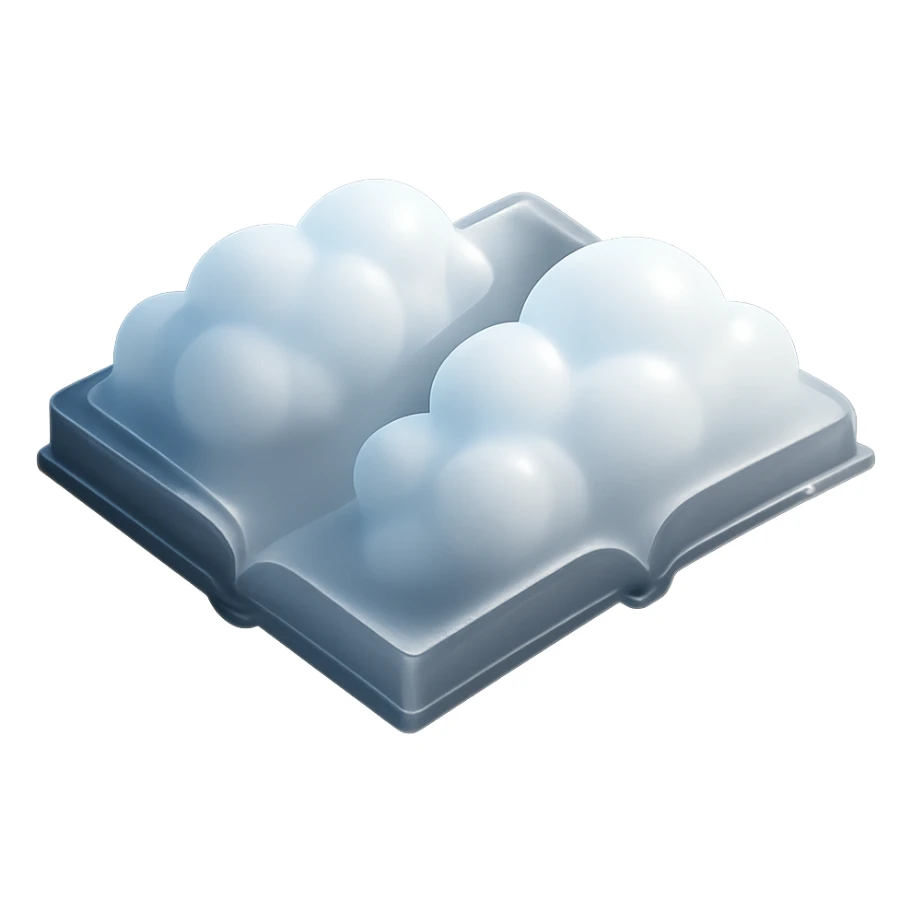 open book from above, each page is a separate cloud, very bright white, fluffy, convex, matte glass style sticker