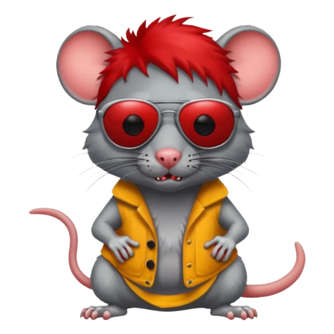 Zombie rat with red hair and sun glasses sticker
