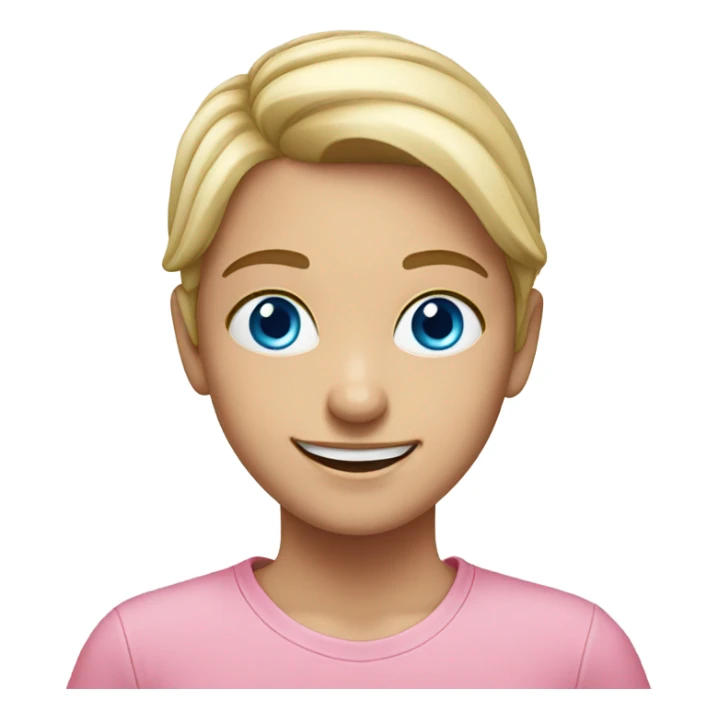 smiling girl in pink shirt with blue eyes sticker