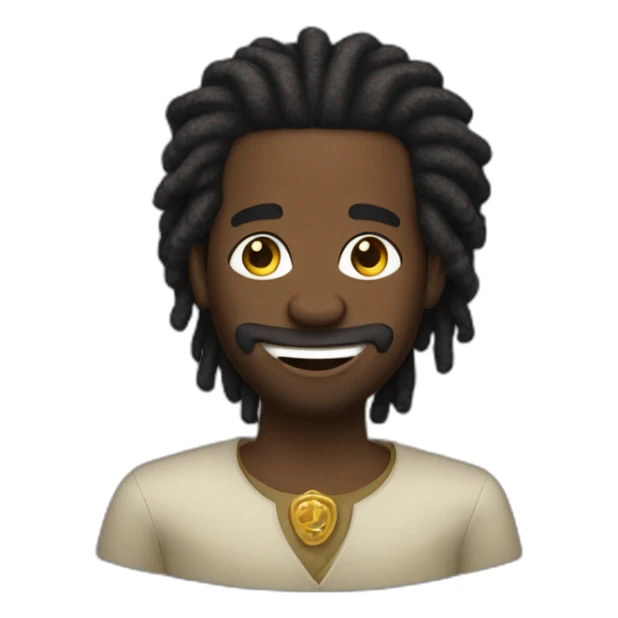 Black man imberbe with dread locks and golden teeth wearing a kippa sticker