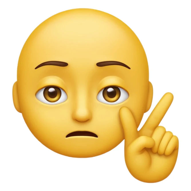 cynical yellow emoji stretching down one eyelid with finger, skeptical expression sticker