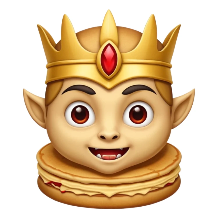 Pancake with cute face wearing a pharaoh headdress and vampire accessories  sticker