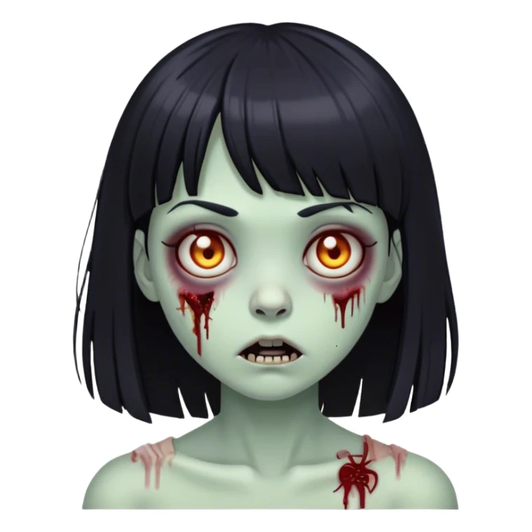 zombie girl with black hair and BANGS sticker