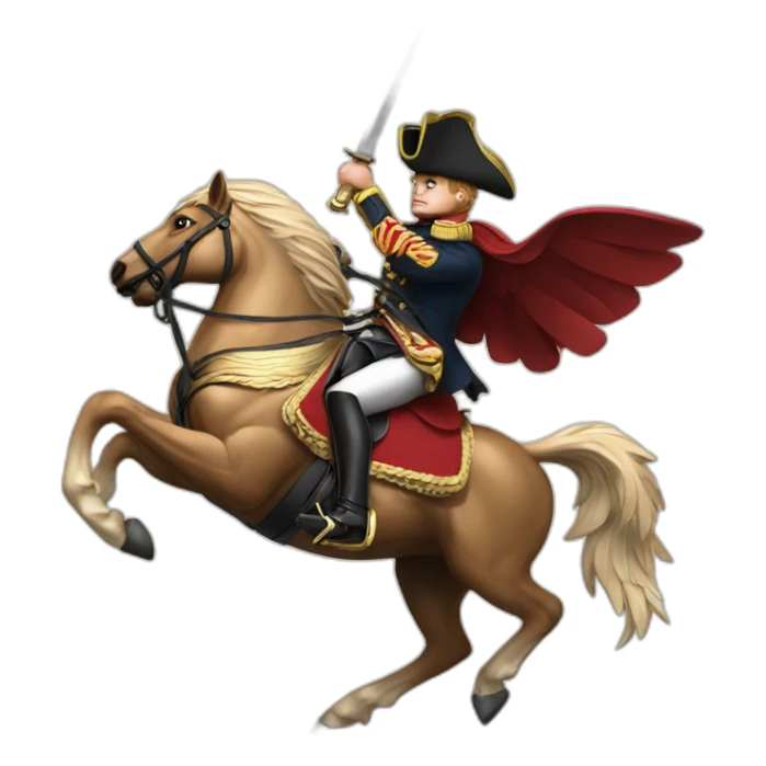 serious angry napoleon on horse hold golden eagle sticker
