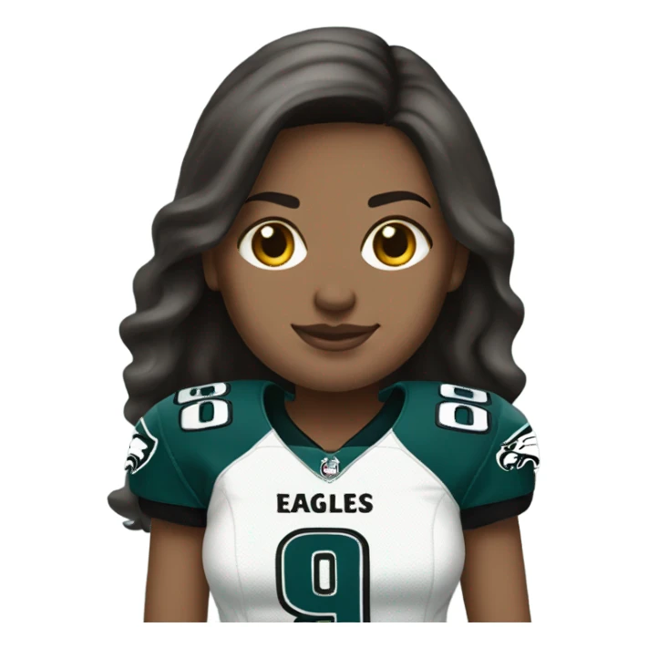  White female brunette wearing Philadelphia Eagles jersey sticker