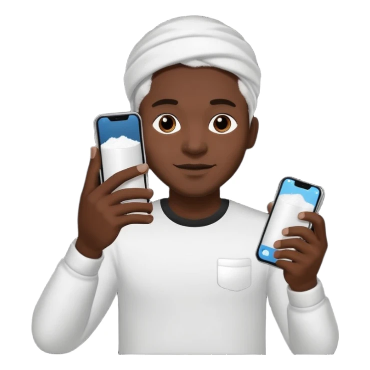 black man holding a phone with three lines of coke on it horizontally  sticker
