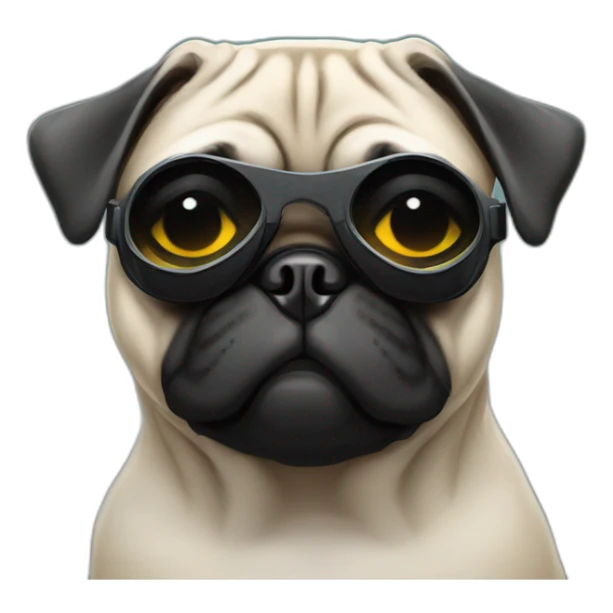 pug with black sunglasses and wearing a cyberpunk suit sticker