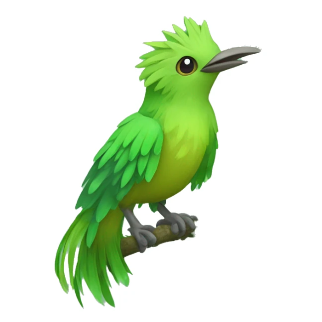 Colorful Legendary Green Jungle Grass Tree Bird Fakemon sticker