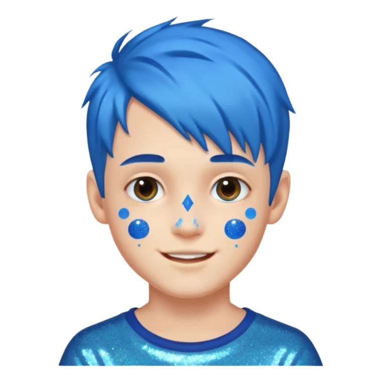 glitter blue gamer Boy happy blue hair sticker