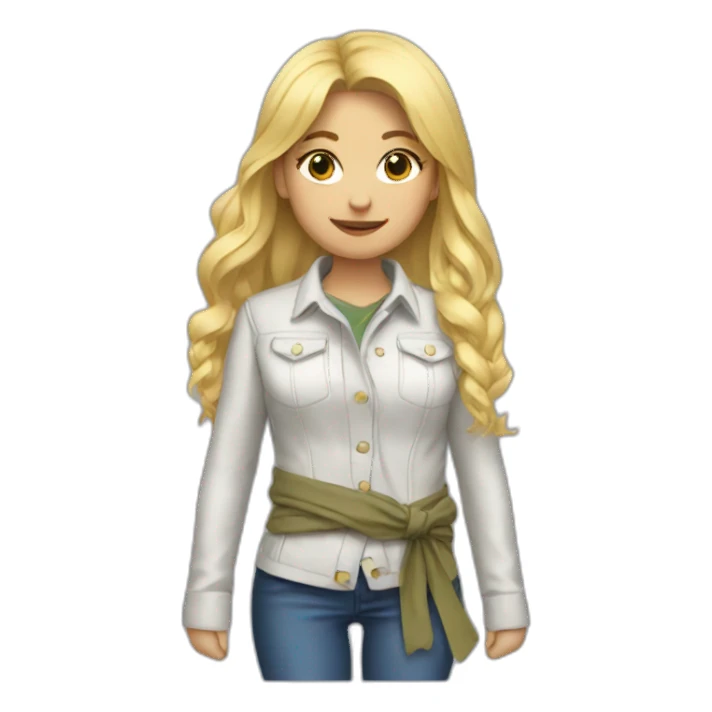 Blonde girl jacket tied around waist sticker