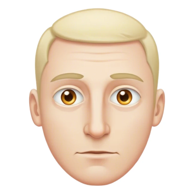 white-skinned man, light eyes, slightly large nose, thin eyebrow, no beard or mustache sticker