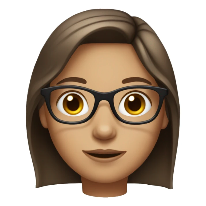 girl with blue eyes, glasses and medium brown hair sticker