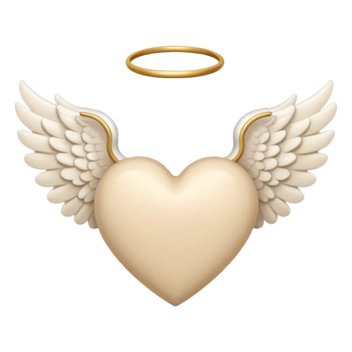 beige heart with white angel wings sticker