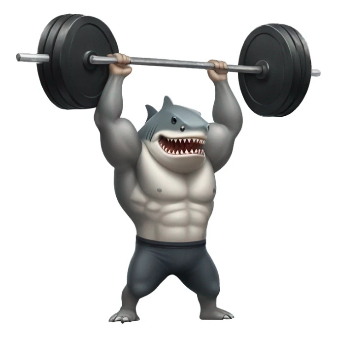 a muscular shark doing deadlift sticker