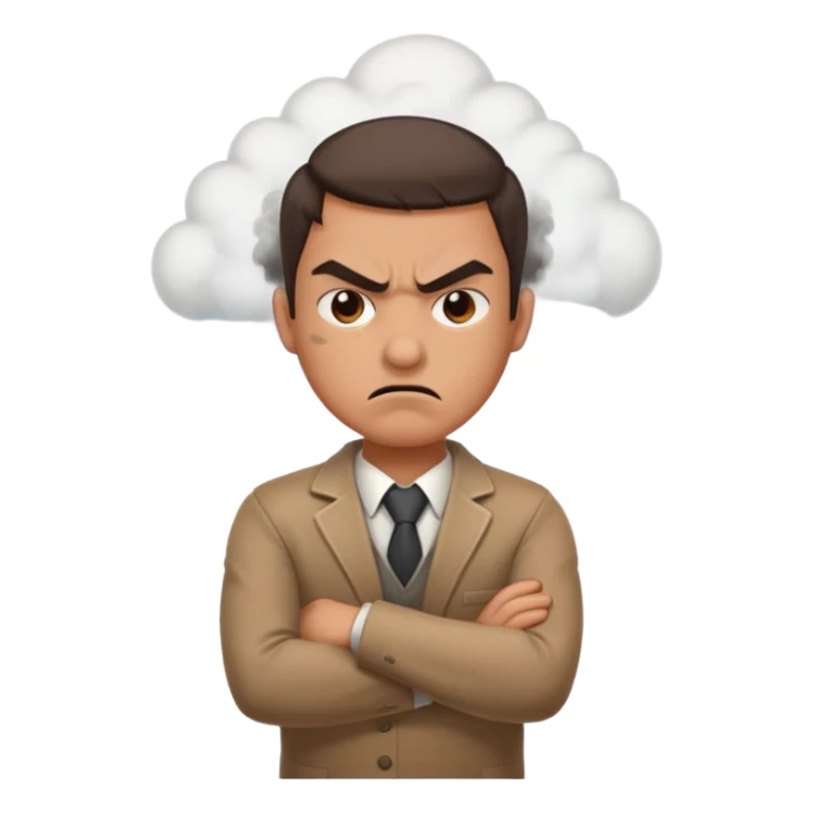 angry face with steam coming from nose crossing arms sticker
