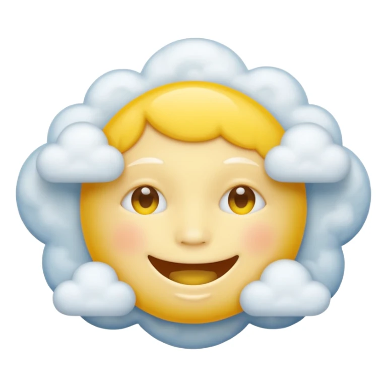 Yellow circle face covered in clouds cover a mouth sticker
