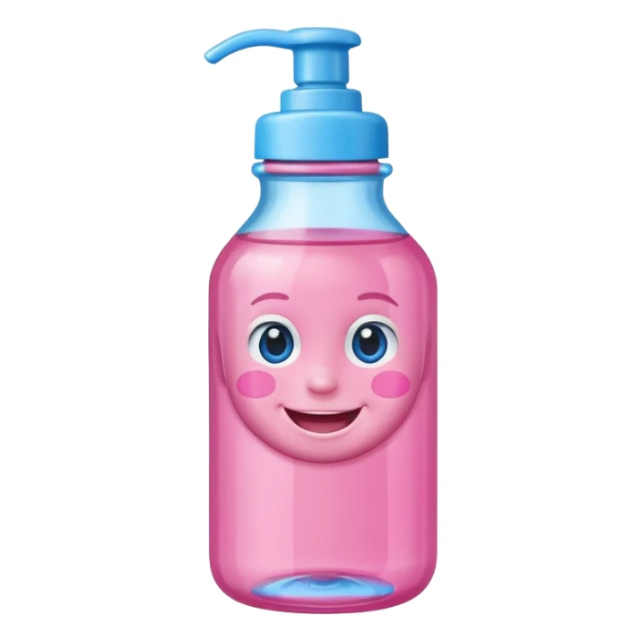 Smiling grin baby oil bottle pink blue top  sticker