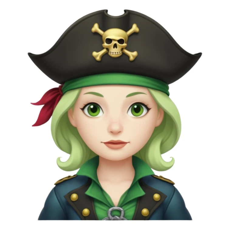 female whale pirate, in green pirate outfit  sticker