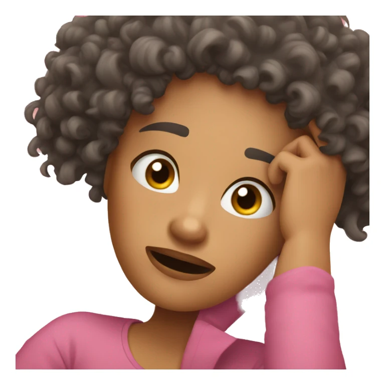 Curly hair female in pain laying down   sticker