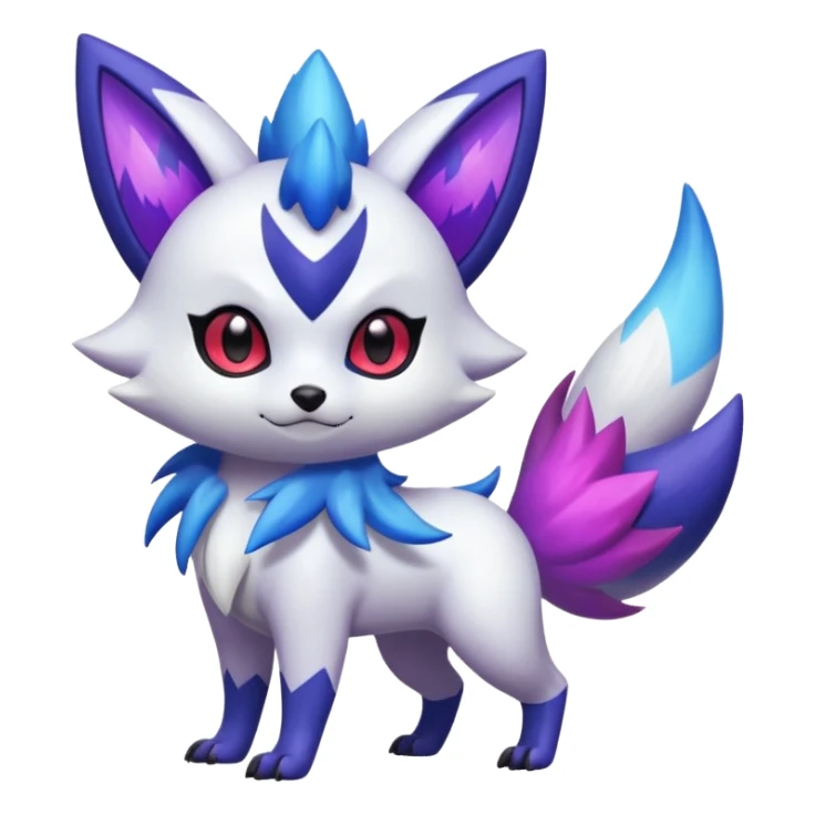 Shiny White with Violet and Indigo markings and nebula markings Zorua-Zangoose-Pokémon-Fakémon-fusion-hybrid-creature sticker