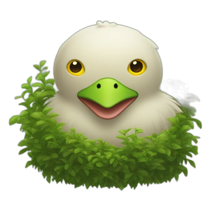 Monster that has a Chicken Head with a woman's face on it, as well as duck feet, waiting in a bush sticker