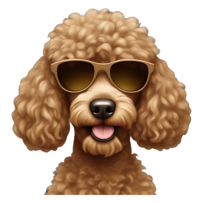 Brown poodle dog with sunglasses sticker