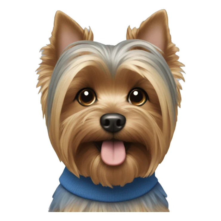 Yorkie wearing a blue sweatshirt  sticker