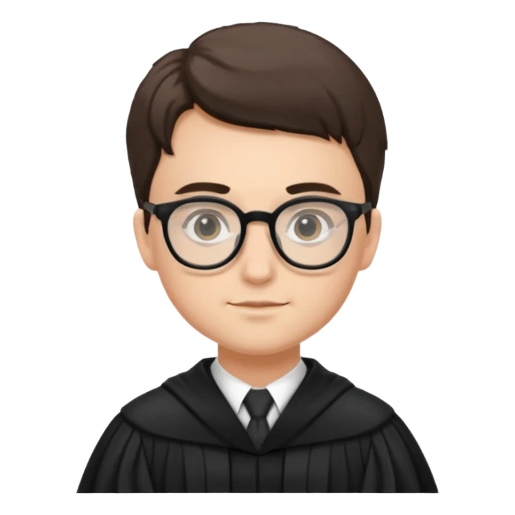 Young judge with glasses and robe sticker