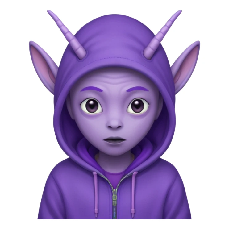 Aliens Purple pastel, having antennas, hoodie but not overhead sticker