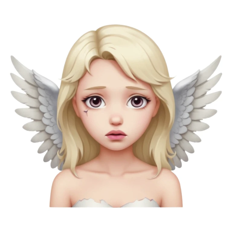 Female angel with torn wings, exposed collarbones, sorrow and lust intertwined sticker