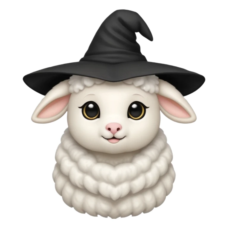 Little lamb with black heart eyes wearing a witch’s hat  sticker