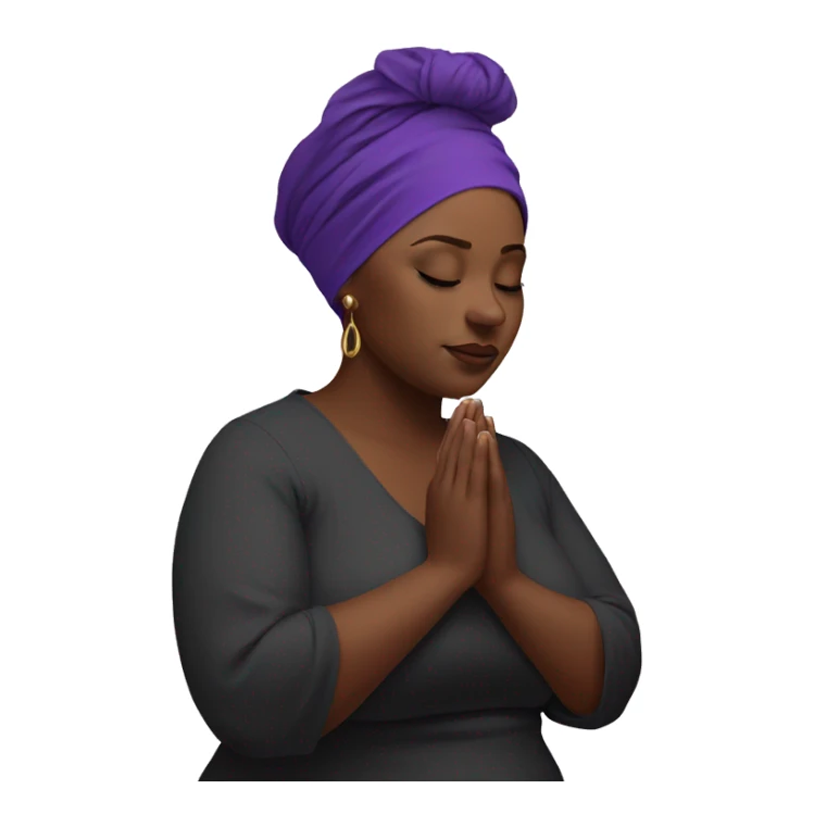 Dark Plus size woman praying with purple head wrap   sticker