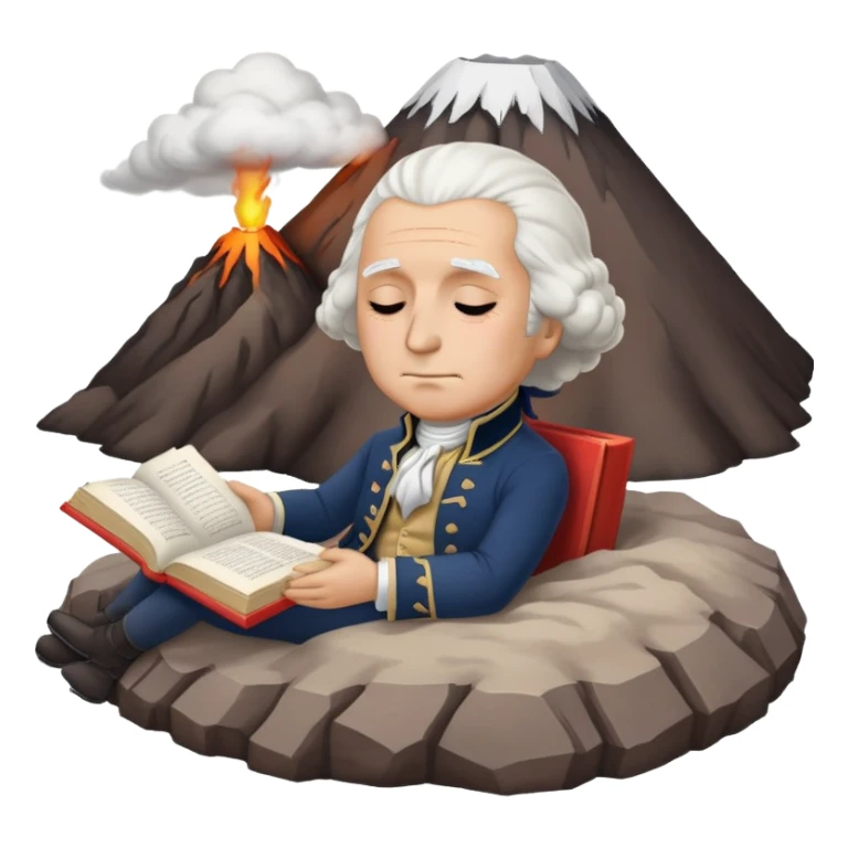 George Washington sleeping on top of a volcano with a book in his hand sticker