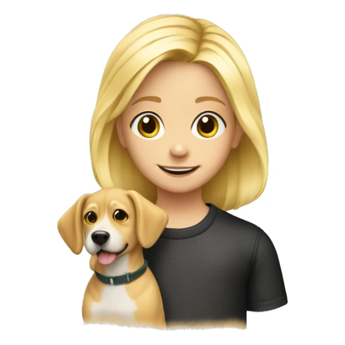 blond child wearing with a picture of dog sticker