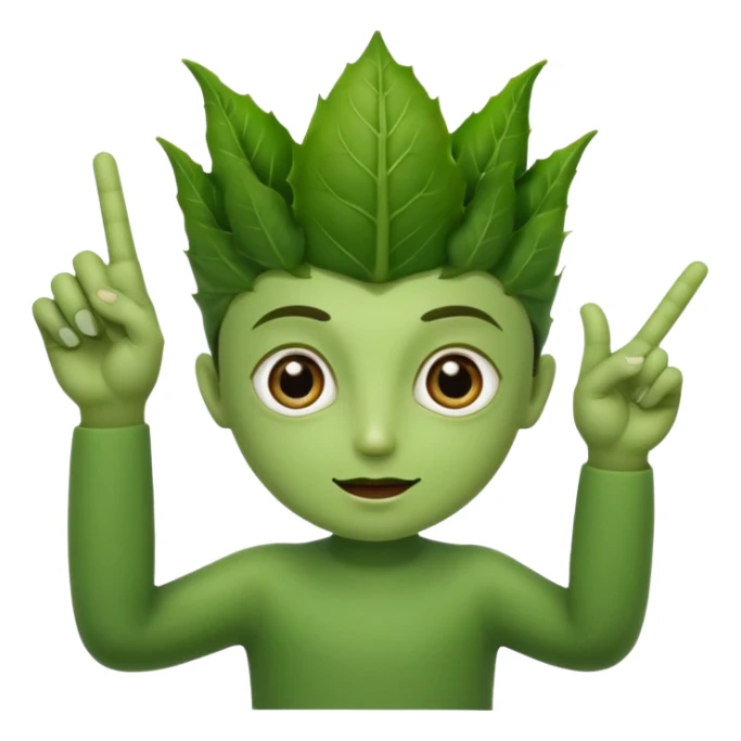 bhindi with big eyes antwo hands showing vitory sign sticker