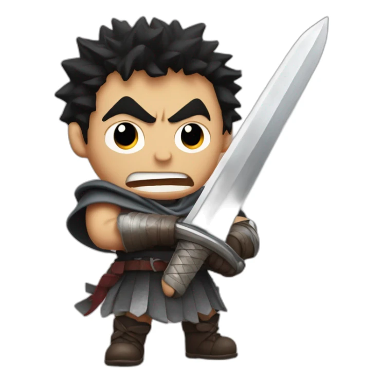 angry berserk guts carrying one huge sword sticker