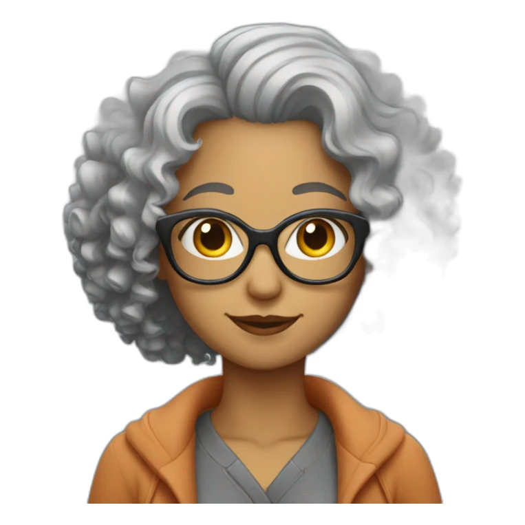 woman glasses curly grey hair sticker
