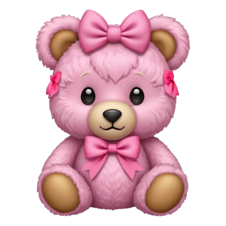 pink teddy bear with a pink bow on their head sticker