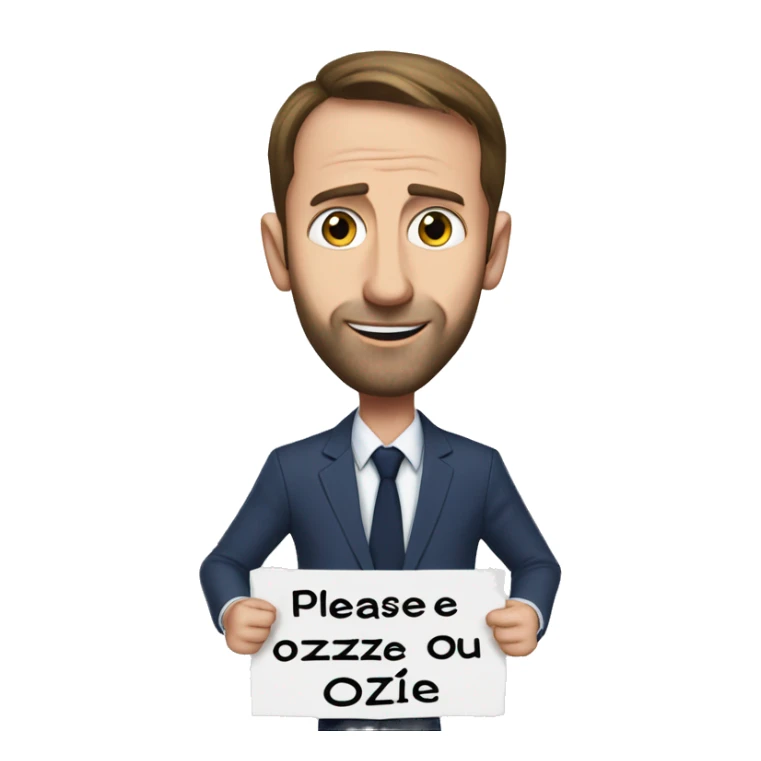 gareth southgate holding sign saying “PLEASE OZZIE” sticker