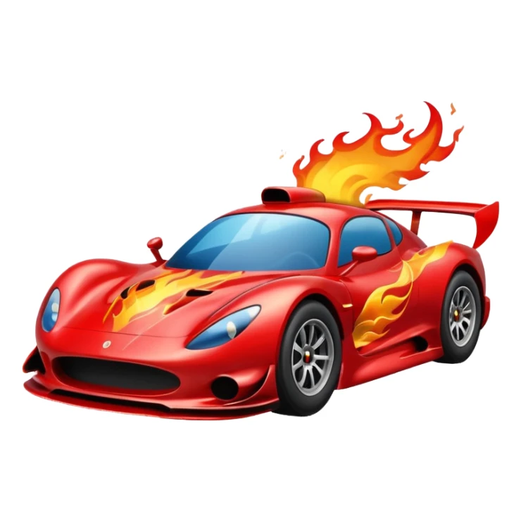Racing car with flames coming out the back sticker