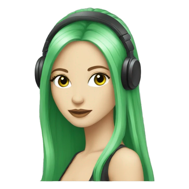 long green hair ukranian white skin female dj sticker