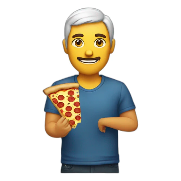 hands to the sides white man with a tattoo and a pizza in his hands sticker