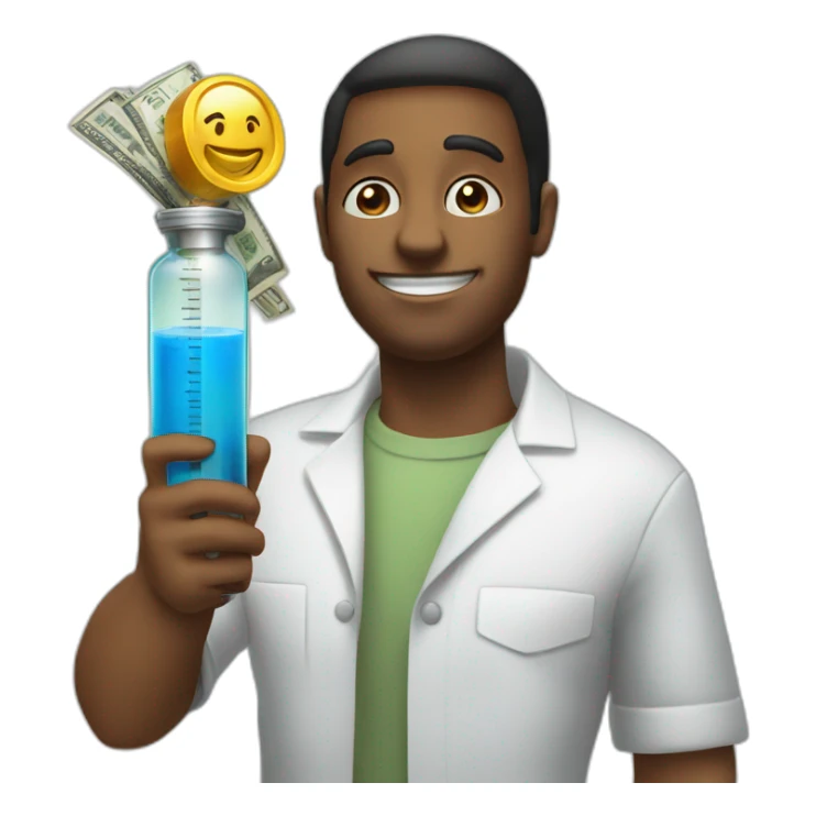 the vaccine in a syringe and the money sticker