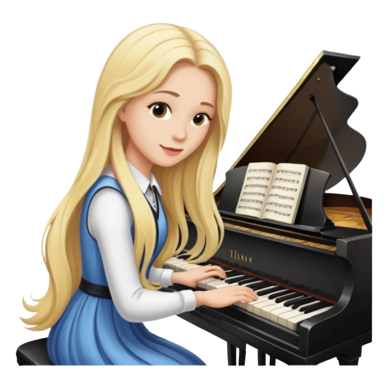woman with long blonde hair playing the piano sticker