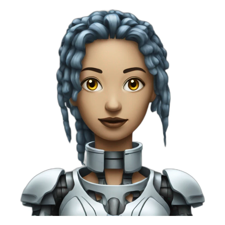 female cyborg with big chess sticker